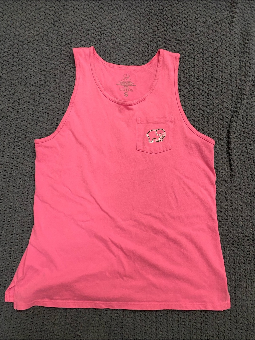 ivory ella Hot Pink Tank with Pocket Elephant